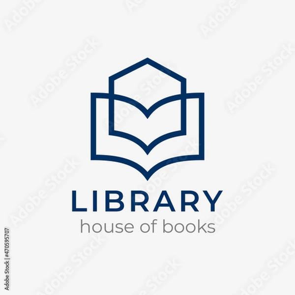 Fototapeta Library and book store logo outline