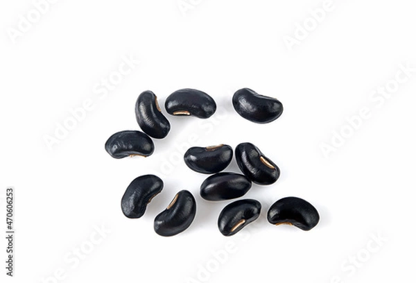 Obraz black bean seeds isolated on white background(top view)