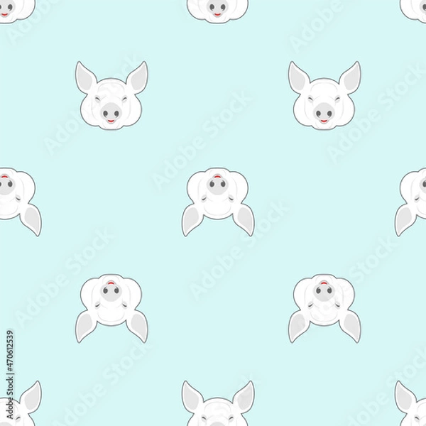 Obraz butcher shop pattern seamless. Pig head background