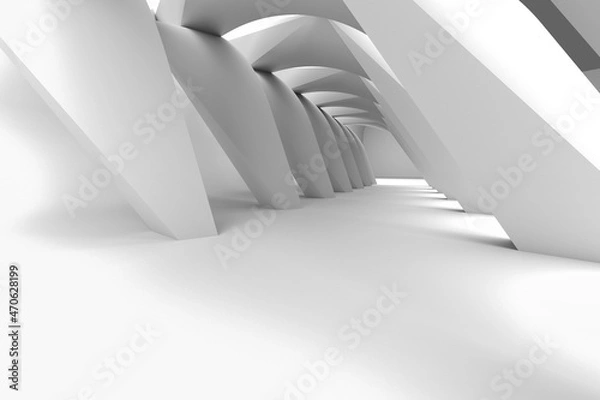 Obraz Architecture background geometric arched interior 3d rendering, 3d illustration
