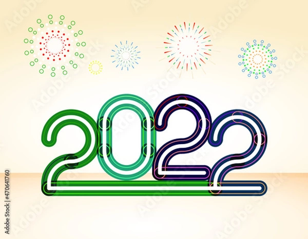Fototapeta happy new year, colored 2022 numbers, design elements for new year decor, 2022 vector