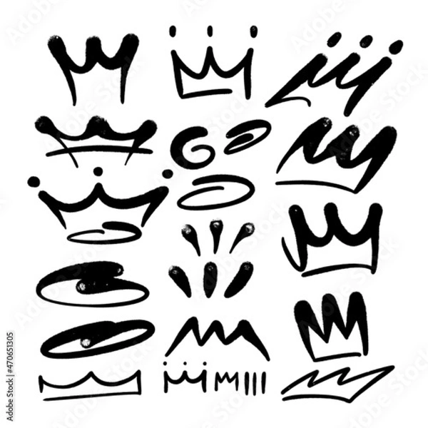 Obraz multicolored graffiti elements set spray paint crown