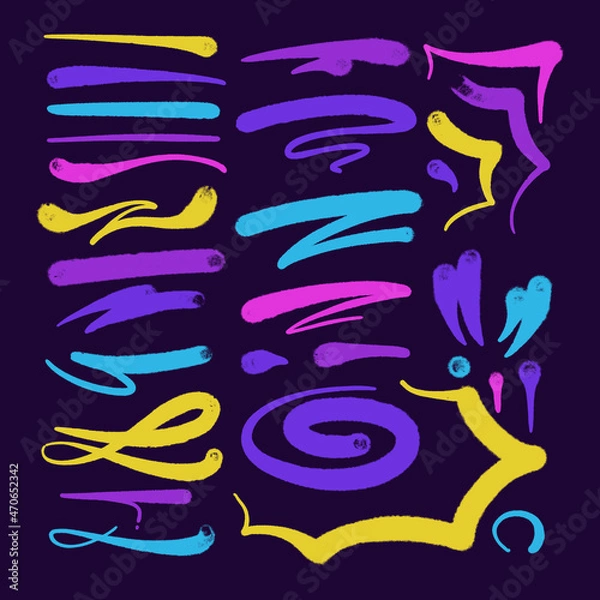 Obraz multicolored graffiti elements set spray paint line