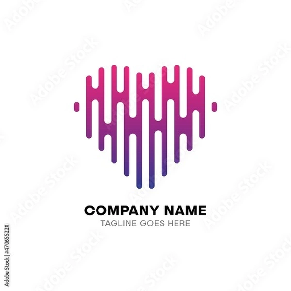 Fototapeta Love shape musical logo template equalizer concept in color good for music company or other business