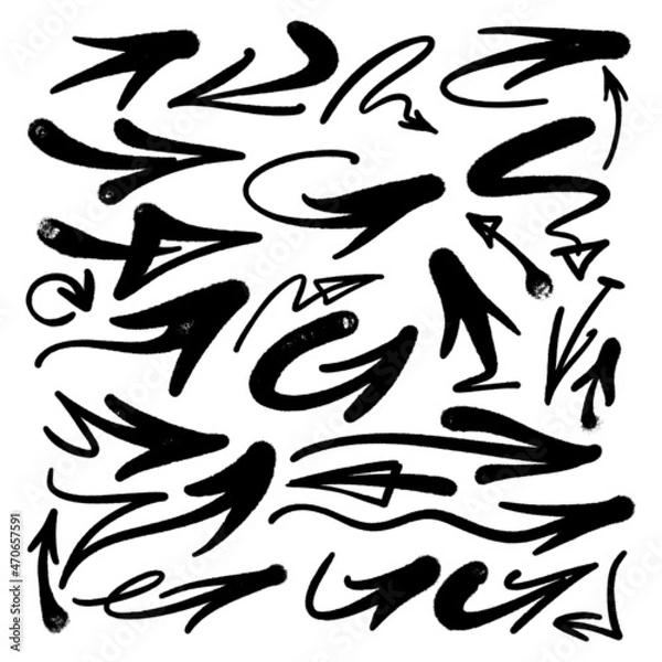 Obraz multicolored graffiti elements set spray paint arrow
