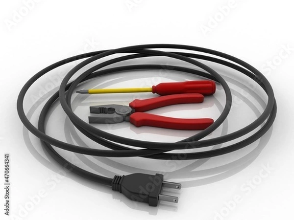 Obraz 3d rendering charger plug with screwdriver and screw
