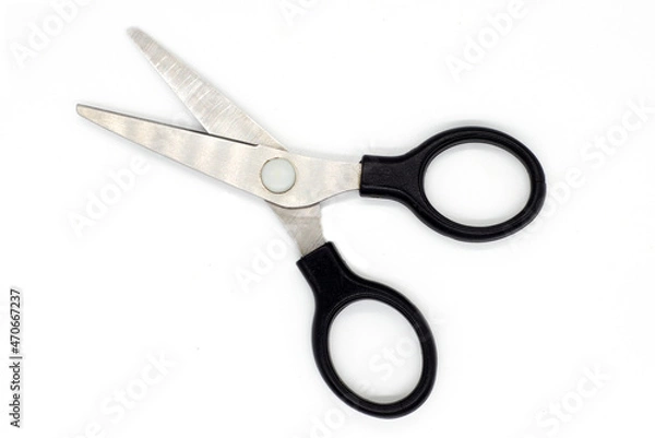 Obraz scissors with black handle, isolate