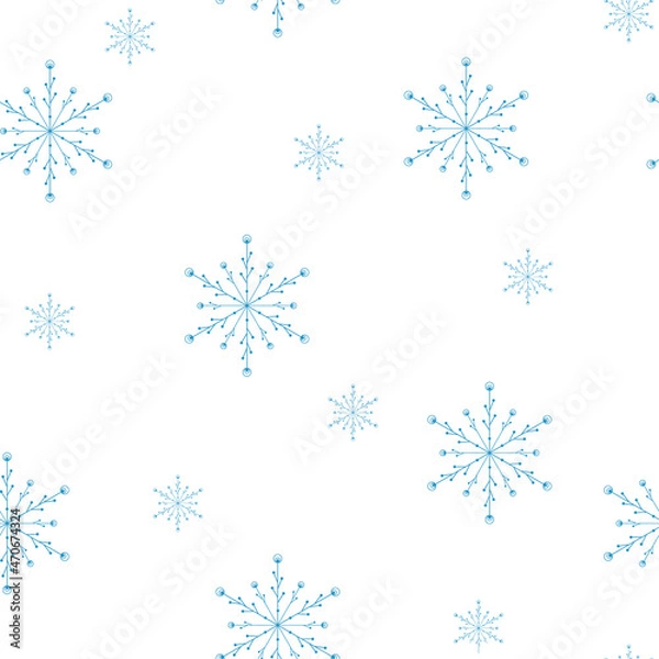 Fototapeta Snowflake pattern. Cute Scandinavian Winter hand drawn seamless patterns set for your decoration, vector illustration