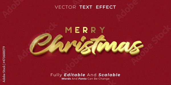 Obraz Merry Christmas Text effect Editable 3d text style