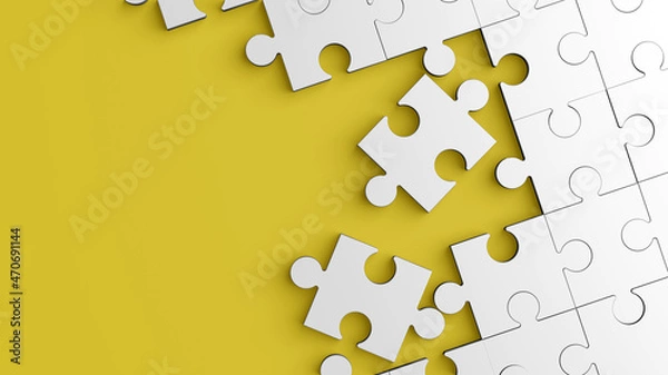 Obraz Jigsaw puzzle action background. 3D render illustration.