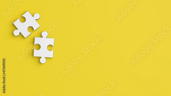 Obraz Jigsaw puzzle action background. 3D render illustration.