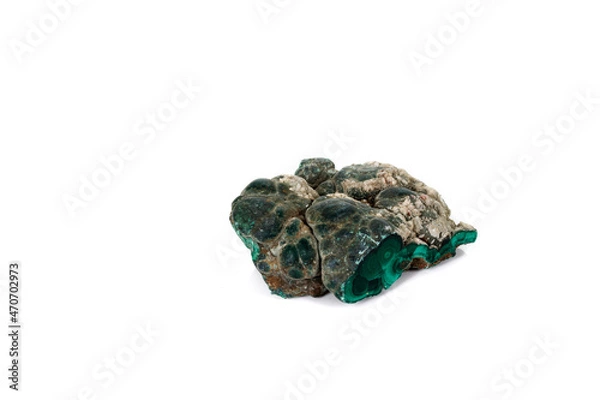 Fototapeta Macro mineral stone Malachite against white background