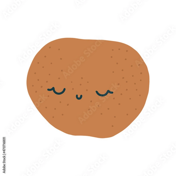 Obraz Cute kawaii orange tangerine smiling with eyes. Cute childish citrus. Isolated fully editable flat illustration on a white background.
