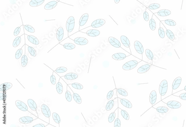 Obraz Seamless hand painted pattern in vector with single twigs with leaves and small dots evenly scattered over a white square piece of paper - abstract Christmas card design.