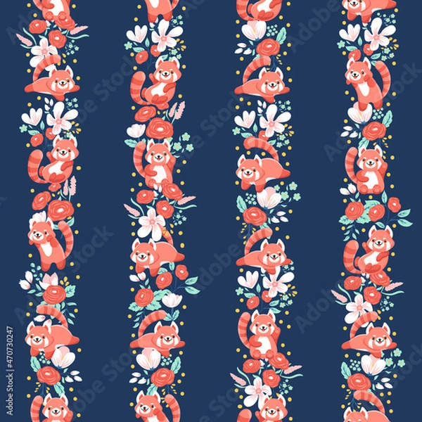 Obraz Red Panda with Pretty Florals