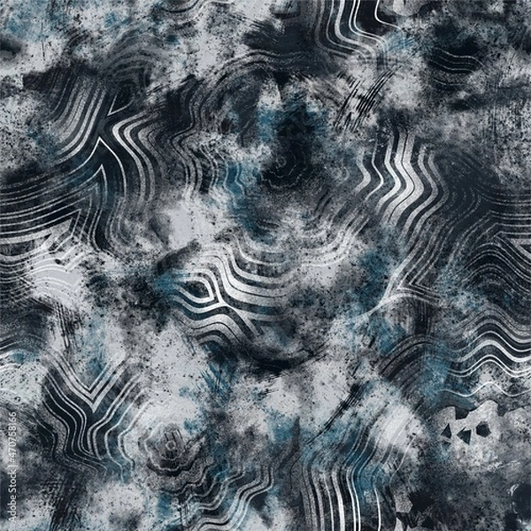 Fototapeta Seamless navy blue and white abstract grungy seamless surface pattern design for print. High quality illustration. Texture for background or textile or fabric or wallpaper or interior design.