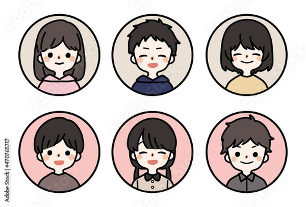 Fototapeta 人物アイコンセット_子供_笑顔