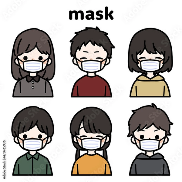 Obraz 人物イラストセット_子供_マスク