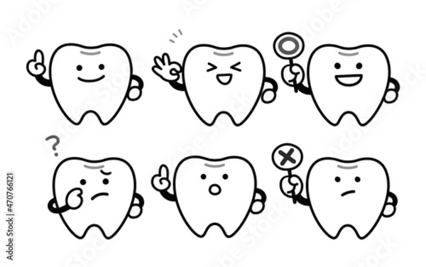 Fototapeta 歯の喜怒哀楽に関する表情セット