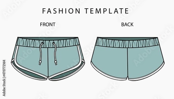 Obraz SHORT PANTS FLAT SKETCH TEMPLATE