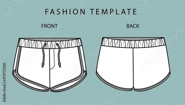 Obraz SHORT PANTS FLAT SKETCH TEMPLATE
