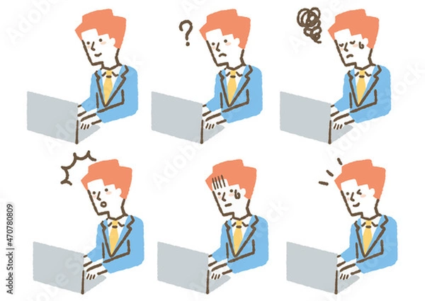 Fototapeta スーツを着てパソコンを使っている_色