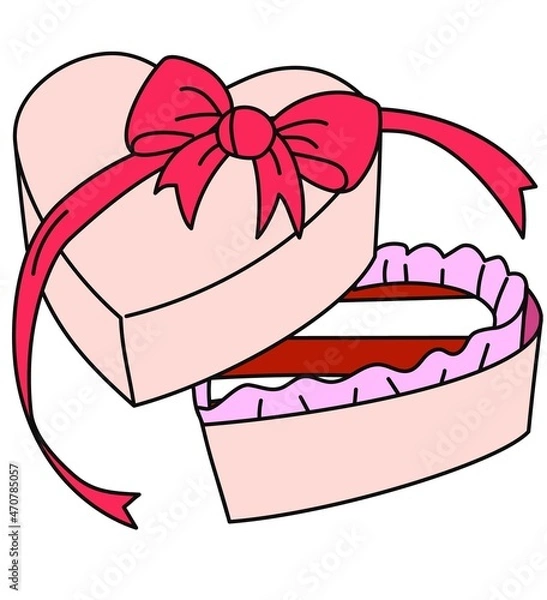 Obraz リボンのついた箱とチョコレートの素材