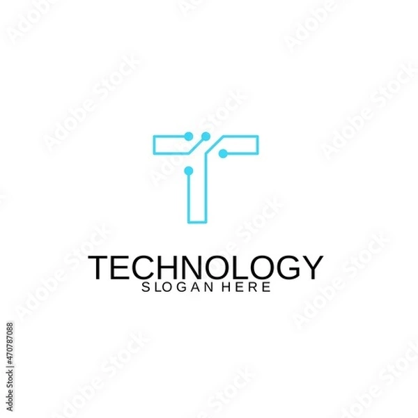 Fototapeta tech dot logo design and business card. for symbols of technology, internet, systems, Artificial Intelligence and computers. modern logo design inspiration.