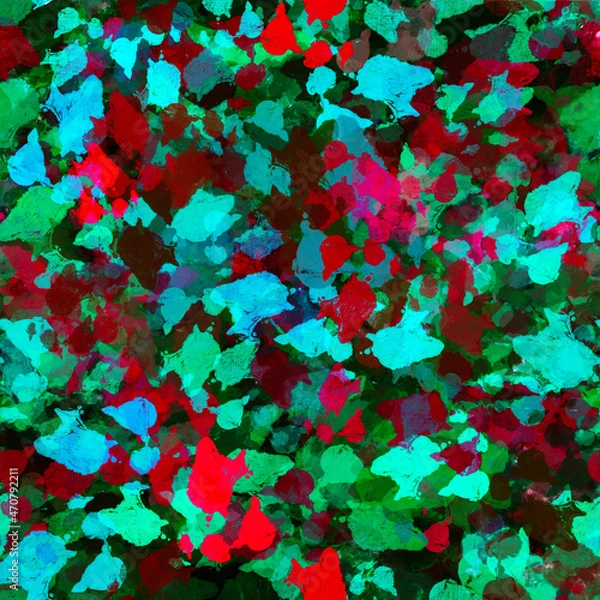 Fototapeta Abstract trendy seamless pattern of freehand painted drops stains splats spots in color block style