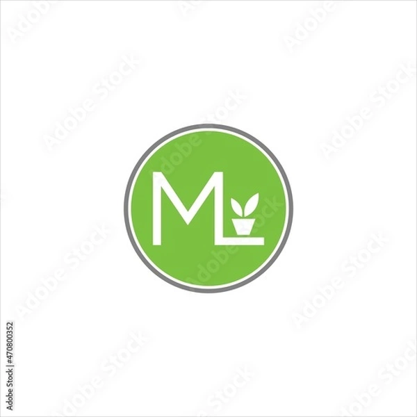 Fototapeta initials m logo vector template plant