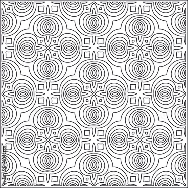 Obraz Vector pattern with symmetrical elements . Repeating geometric tiles from striped elements. black patterns.