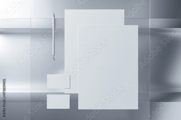 Fototapeta 3D Illustration. Branding stationery design mockup. Template ready for your design. Business and branding concept.