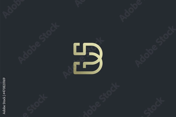Obraz Elegant Geometrical Letter B Luxury Vector Logo Template on Dark Background