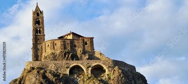 Fototapeta Panoramic view of the church Saint Michel d Aiguilhe - Le Puy en Velay