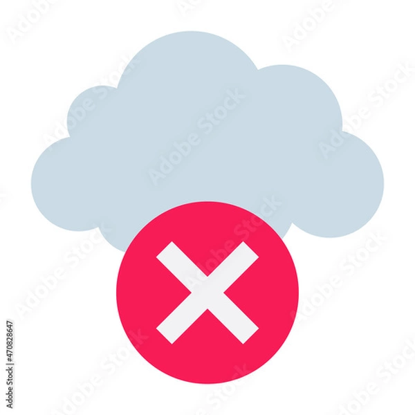 Obraz Flat color icon for delete cloud.