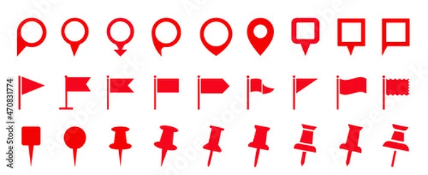 Fototapeta Map pin icon. location pin place marker. Location icon. Map marker pointer icon set. GPS location symbol collection.  Modern map markers. Vector icon isolated on transparent background.