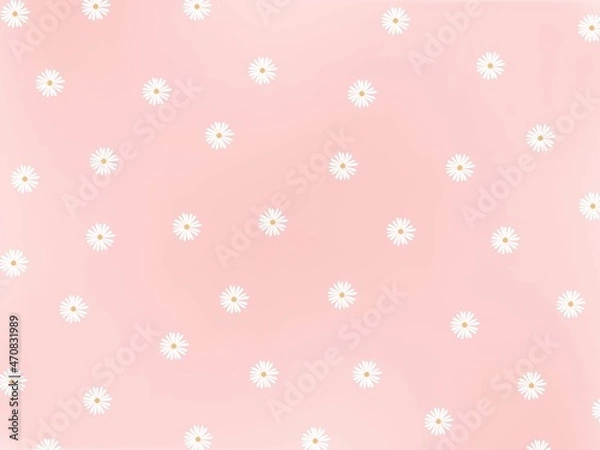 Fototapeta Daisy flower pattern on pink background.  Floral pink pattern. 