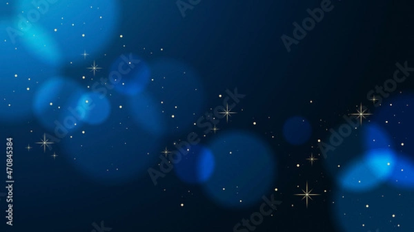 Obraz キラキラと光るボケ　青のグラデーション背景　高級感のある背景素材