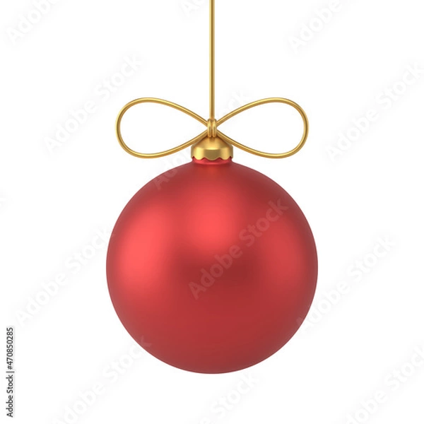 Fototapeta Richness classic red metallic ball Christmas tree decor for indoor festive design 3d mockup vector