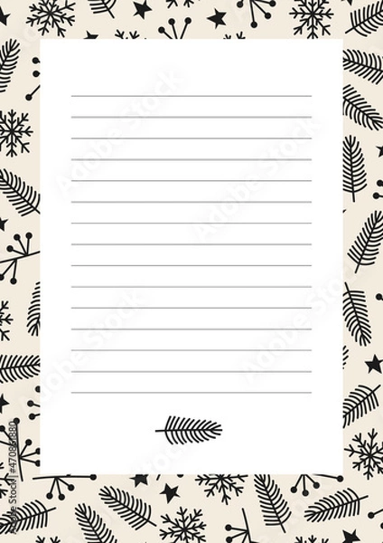Fototapeta Christmas wish list in doodle hand drawn style. New Year to do list. Vector stock illustration