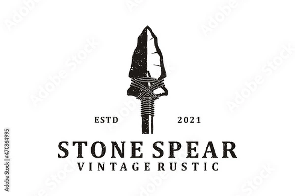 Obraz Vintage Retro Rustic Native Arrowhead Spear for Arrow Hunting Hipster Logo Design