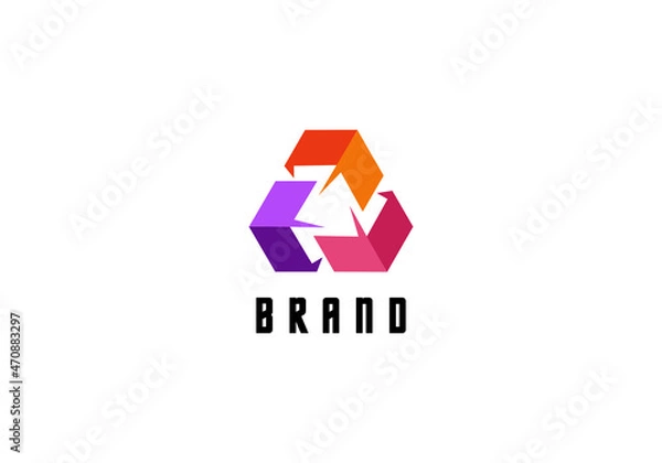 Obraz Logo Element Triangle Line Abstract Tri Color Vector Illustration Template Good For Any Industry