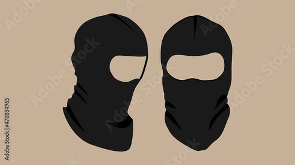 Obraz Black balaclava or bandit mask. Vector image of a black mask with slits for the eyes.