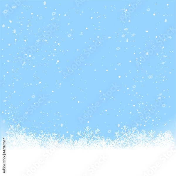 Obraz Christmas snowfall from blue sky background