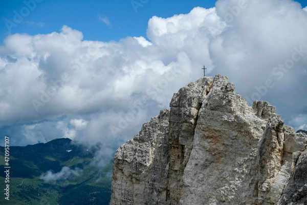 Fototapeta clouds over the mountain - dolomites