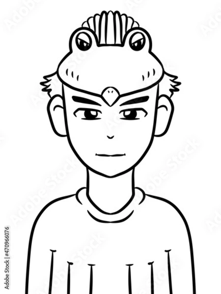 Obraz black and white of cute man for coloring