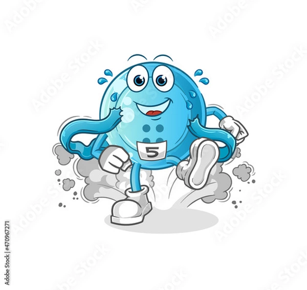 Obraz shirt button runner character. cartoon mascot vector
