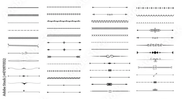 Fototapeta Hand-drawn vector line border. Lines, borders, underline pencil strokes, drawing dividers. set of vintage line in vector.