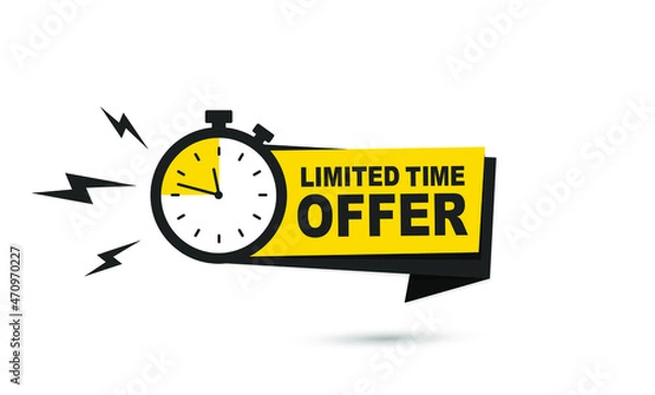 Fototapeta Modern vector banner limited time offer with stop watch