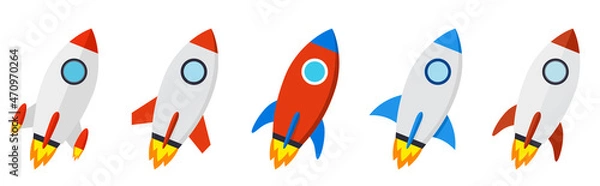 Fototapeta Rocket simple icon. Spaceship launch vector icon set.